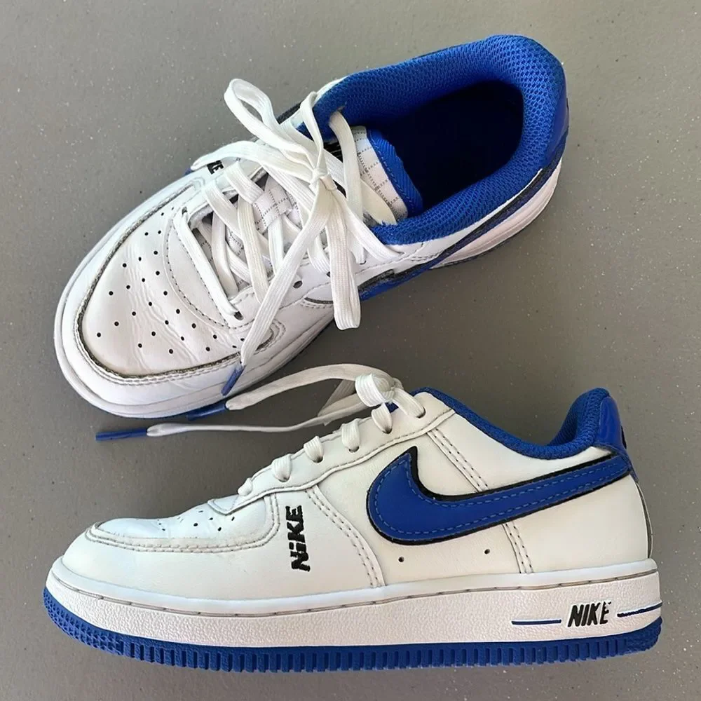 Little Kid's Nike Force 1 LV8 White/White-Black-Game Royal (DO3807 100) Size 11C